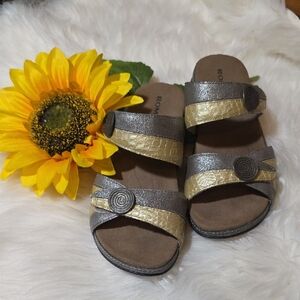 Romika Silver and Gold Leather Comfort Sandals
